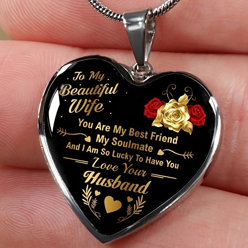 Heart Pendant Necklace To Wife Anniversary Birthday Gift